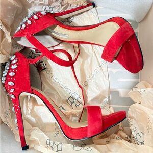 BCBGeneration Red Crystal Embellished Heels